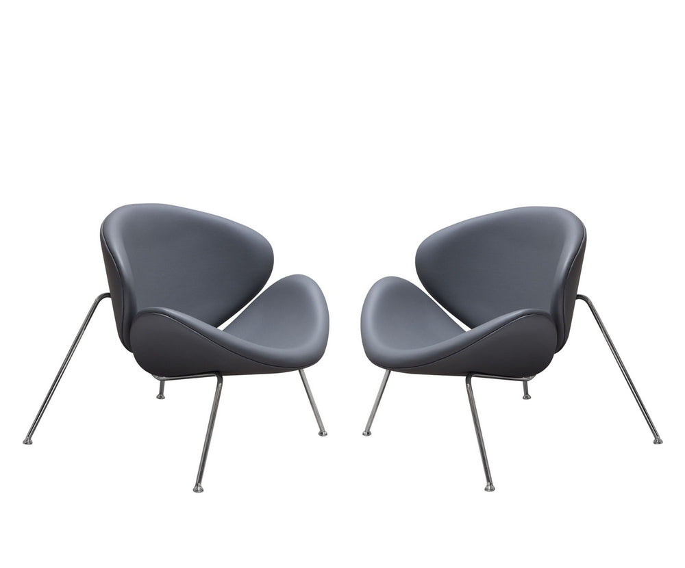 Roxy 2 Gray Leatherette/Metal Side Chairs