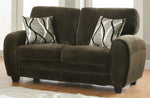 Rubin Chocolate Microfiber Loveseat with 2 Toss Pillows