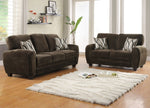 Rubin Chocolate Microfiber Sofa with 2 Toss Pillows