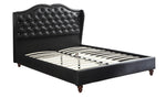 Runa Black Faux Leather King Bed with Tufted Headboard