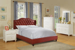 Runa Red Faux Leather Queen Bed with Tufted Headboard