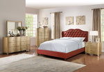 Runa Red Faux Leather Queen Bed with Tufted Headboard