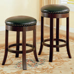 Ruperta 2 Walnut Bar Stools with Dark Brown Leatherette Seat