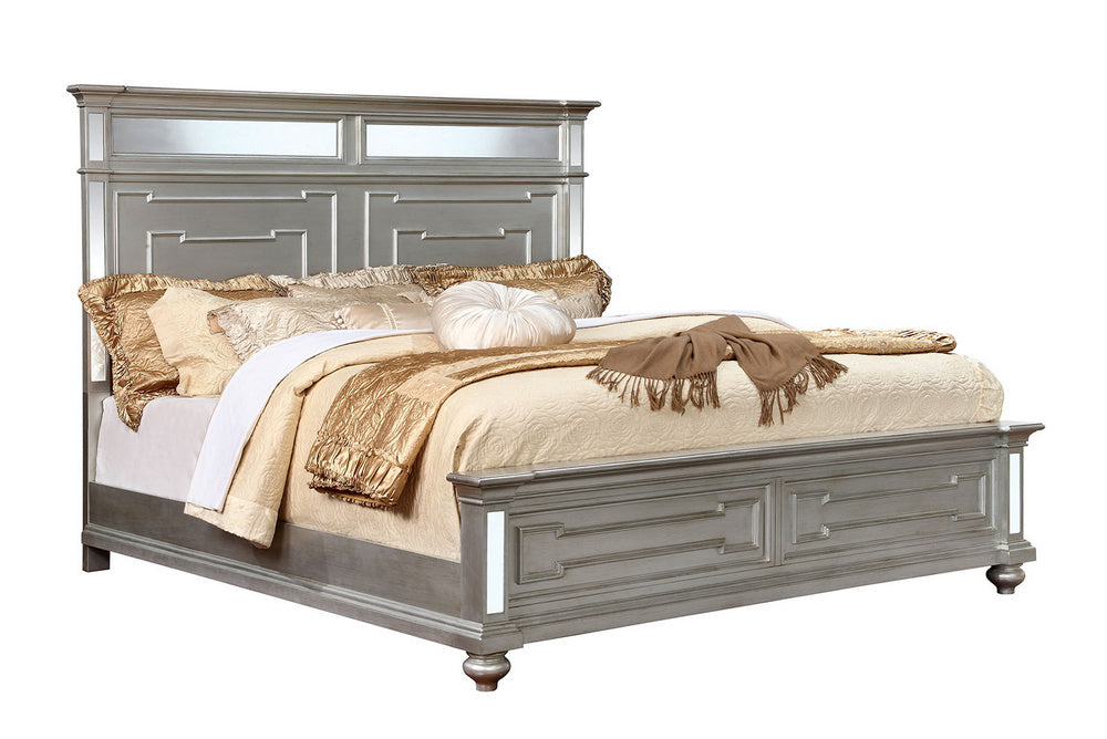 Salamanca Silver Queen Bed with Mirror Accents