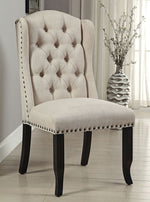 Sania 2 Ivory Fabric/Antique Black Side Chairs