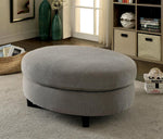 Sarin Warm Gray Linen-Like Fabric Ottoman