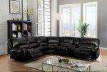 Saul Black Leather-Aire Power Recliner Sectional Sofa with USB