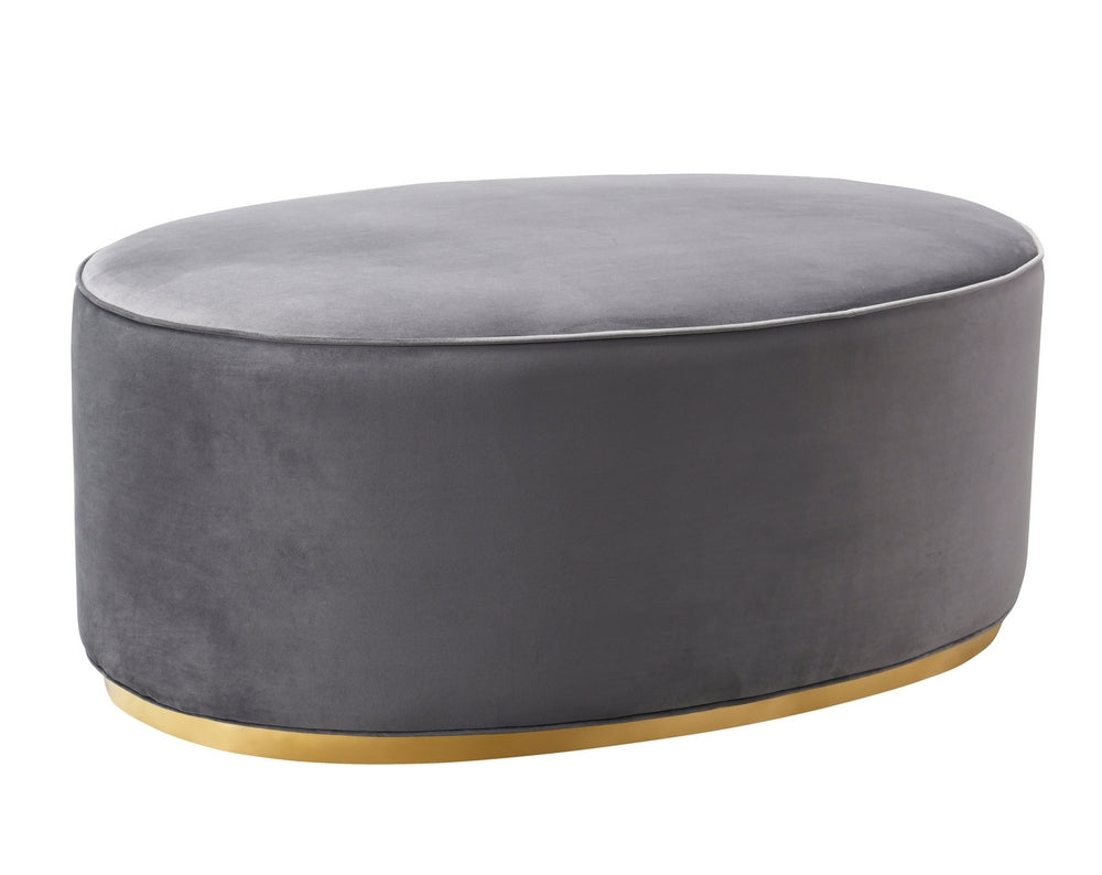 Scarlett Grey Velvet Large Oval Ottoman