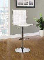 Scout 2 Chrome Bar Stools with White Leatherette Covered Seat