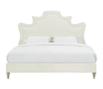 Serenity Cream Velvet Upholstered Queen Bed