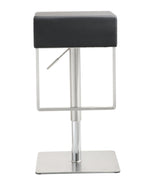 Seville Black Vegan Leather/Steel Bar Stool