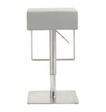 Seville Light Grey Vegan Leather/Steel Bar Stool