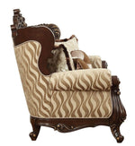 Shalisa Beige Patterned Fabric/Walnut Finish Loveseat