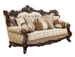 Shalisa Beige Patterned Fabric/Walnut Finish Sofa (Oversized)