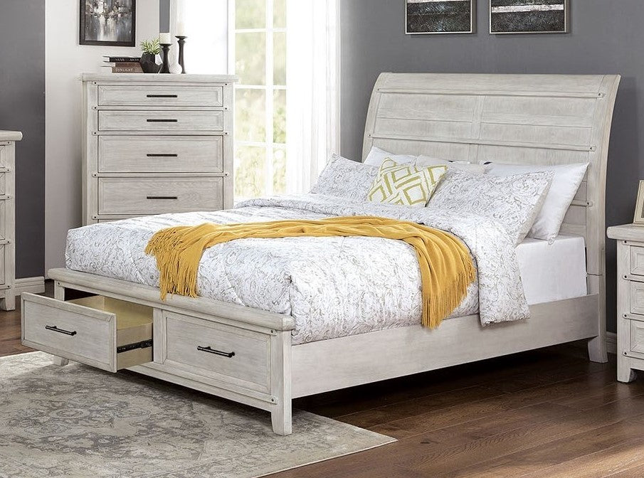 Shawnette Antique White King Bed (Oversized)