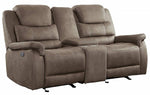 Shola Brown Fabric Power Recliner Loveseat w/Console