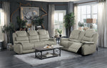 Shola Gray Fabric Power Recliner Loveseat with Console