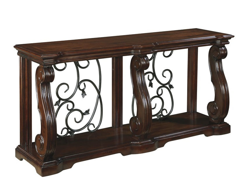 Alymere Rustic Brown Wood Sofa Table