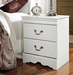 Anarasia White Wood 2-Drawer Nightstand