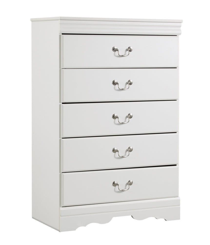 Anarasia White Wood 5-Drawer Chest