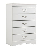 Anarasia White Wood 5-Drawer Chest