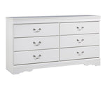 Anarasia White Wood 6-Drawer Dresser