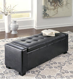 Aristide Black Faux Leather Storage Bench