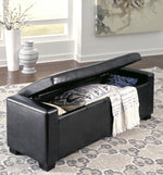 Aristide Black Faux Leather Storage Bench