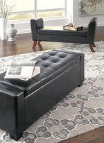 Aristide Black Faux Leather Storage Bench