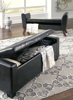 Aristide Black Faux Leather Storage Bench