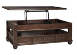 Barilanni Dark Brown Wood Lift-Top Coffee Table