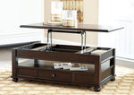 Barilanni Dark Brown Wood Lift-Top Coffee Table