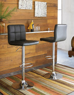 Bellatier 2 Black Faux Leather/Chrome Metal Tall Swivel Bar Stools