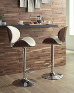 Bellatier Bone Faux Leather/Chrome Metal Tall Swivel Bar Stool