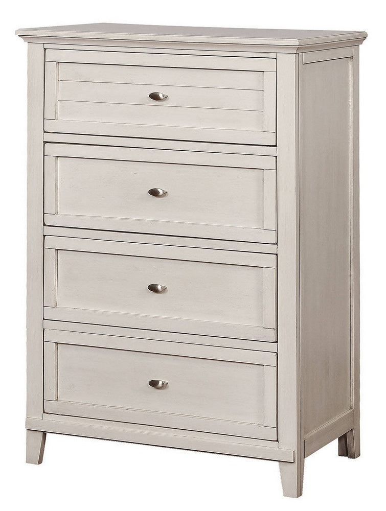 Brogan Antique White Wood 4-Drawer Chest