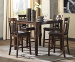 Bennox 5-Pc Brown Wood/Faux Leather Counter Height Table Set