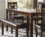 Bennox 6-Pc Brown Wood/Faux Leather Dining Table Set