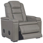 Boerna Gray Leather Power Recliner