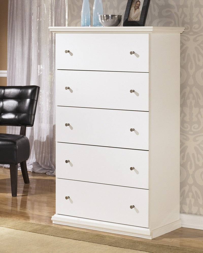 Bostwick Shoals White Wood 5-Drawer Chest