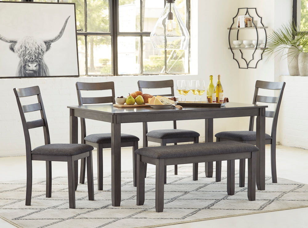 Bridson 6-Pc Gray Wood Dining Table Set