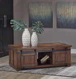 Budmore Brown Wood Rectangular Coffee Table