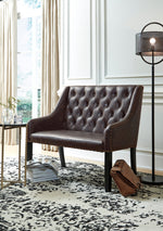 Carondelet Brown Faux Leather Accent Bench