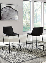 Centiar 2 Black Faux Leather Bar Stools