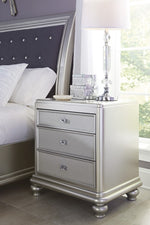 Coralayne Silver Wood 3-Drawer Nightstand