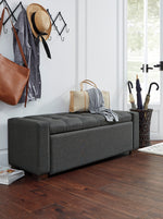 Cortwell Gray Fabric Storage Bench