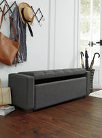 Cortwell Gray Fabric Storage Bench