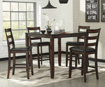 Coviar 5-Pc Brown Wood/Faux Leather Counter Height Table Set