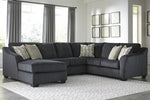 Eltmann 3-Pc Slate Chenille Fabric LAF Sectional Sofa (Oversized)