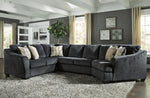 Eltmann 3-Pc Slate Chenille Fabric Sectional Sofa with RAF Cuddler (Oversized)