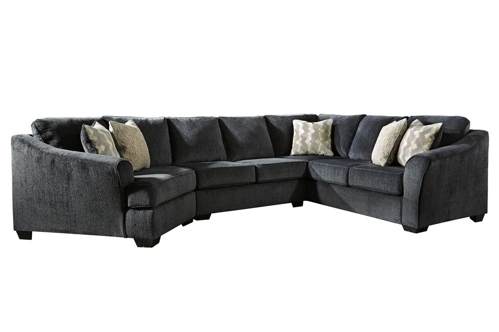 Eltmann 3-Pc Slate Chenille Fabric Sectional Sofa with LAF Cuddler (Oversized)